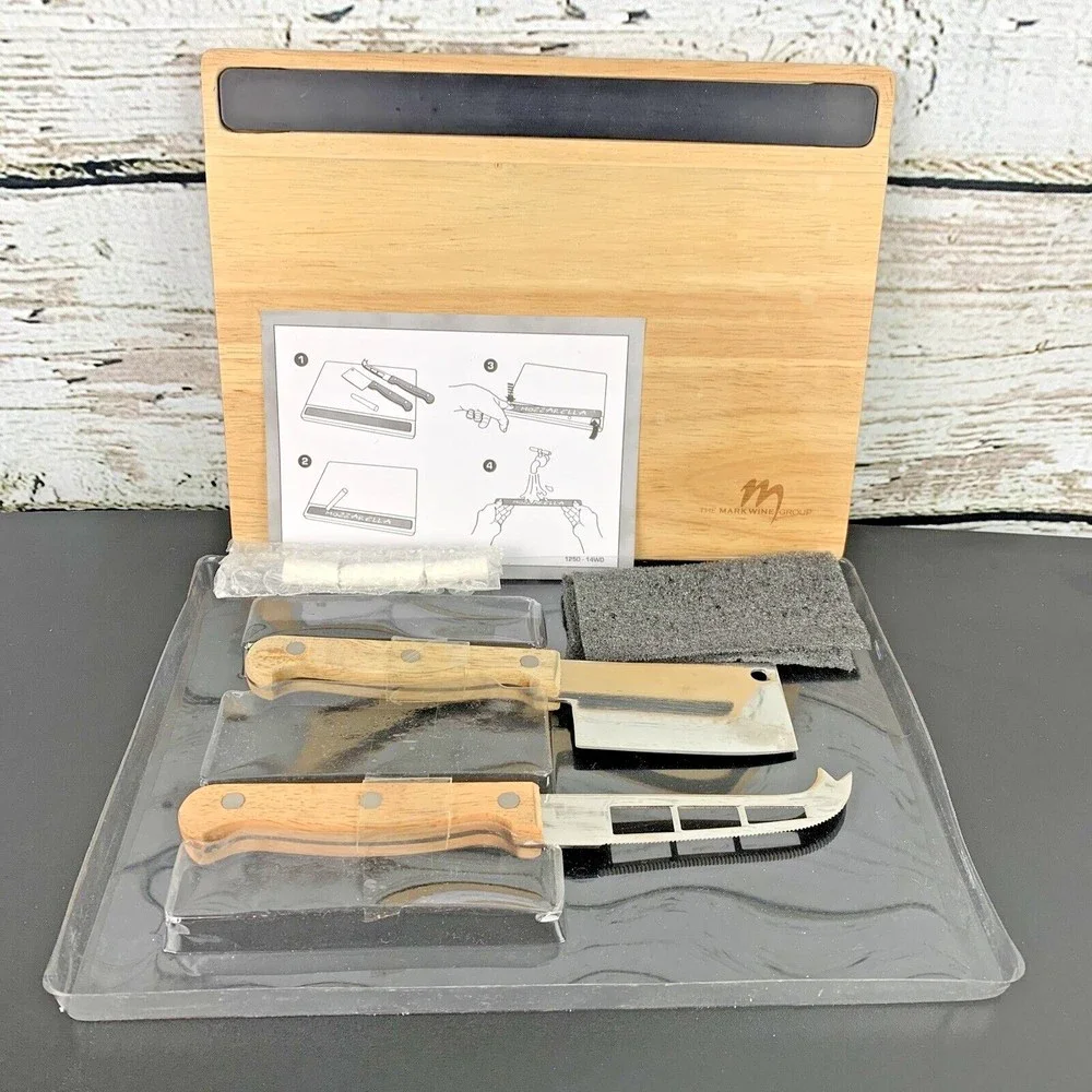 Wooden‎ Cheese Board/Knife Gift Set The Mark Wine Group w/ Removable Slate